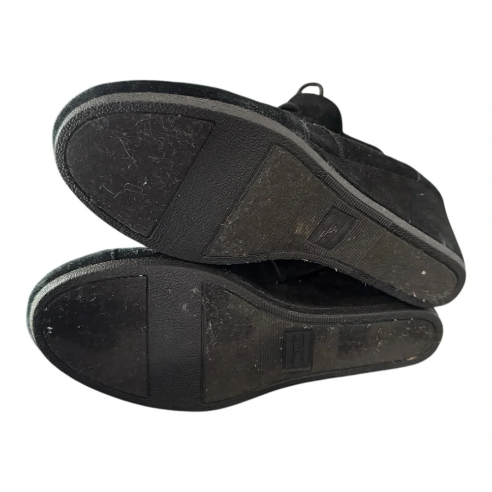 Toms Desert Black Suede Women's Wedge Booties Shoes Ankle Boots Size 7.5 Lace Up